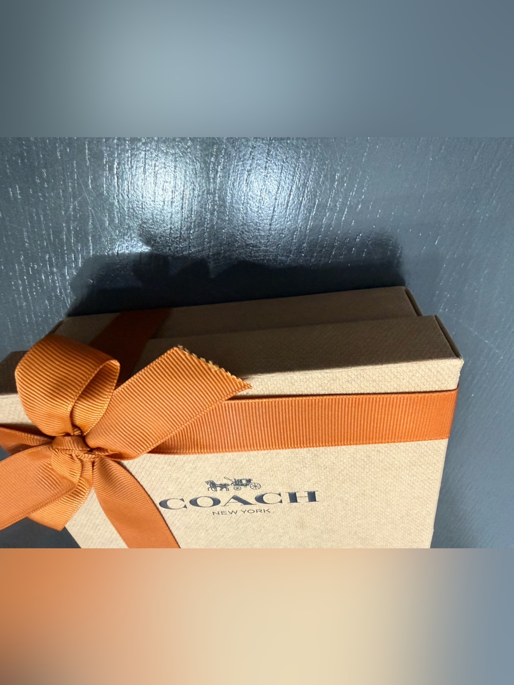 Coach Tan Gift Box with Orange Ribbon - Picture 2 of 7